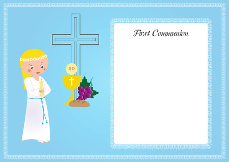 My first communion - girl in a white ropeのイラスト素材