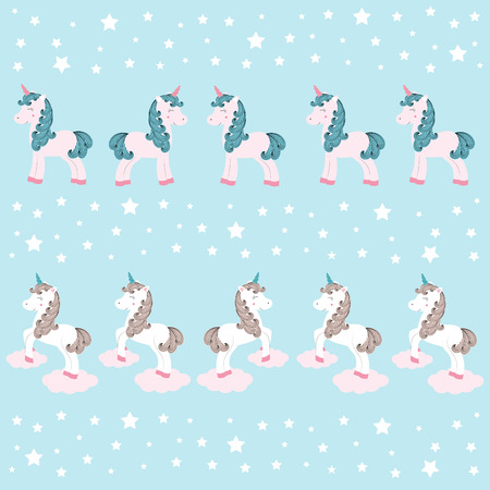 Vector illustration of cute magic unicornsのイラスト素材