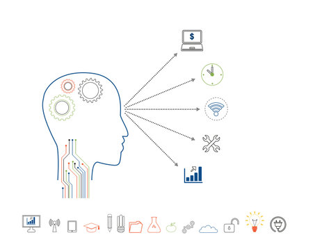 Vector illustration concept of knowlwdge, idea, education, creativity or communication