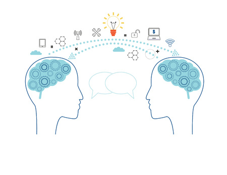 Vector illustration concept of knowledge, idea, education, creativity or communicationのイラスト素材