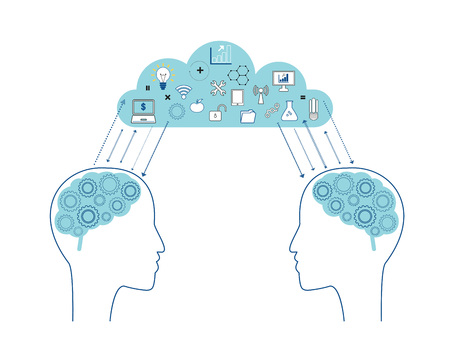 Vector illustration concept of knowledge, idea, education, creativity or communicationのイラスト素材