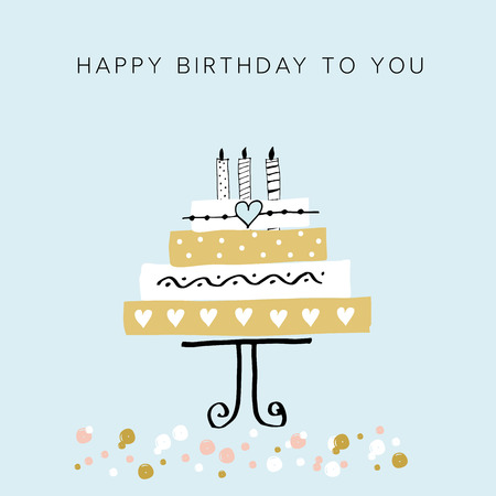 Happy Birthday card. Vector hand drawn illustration.のイラスト素材