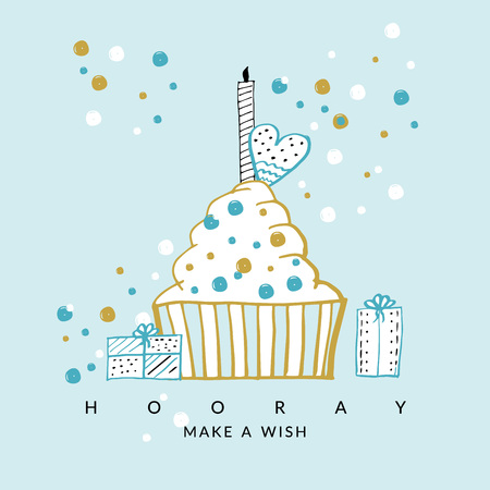 Happy Birthday card. Vector hand drawn illustration.のイラスト素材