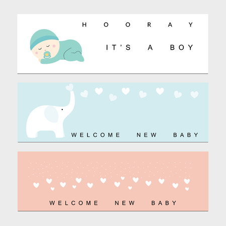 Baby shower banners for the baby boy and girlのイラスト素材