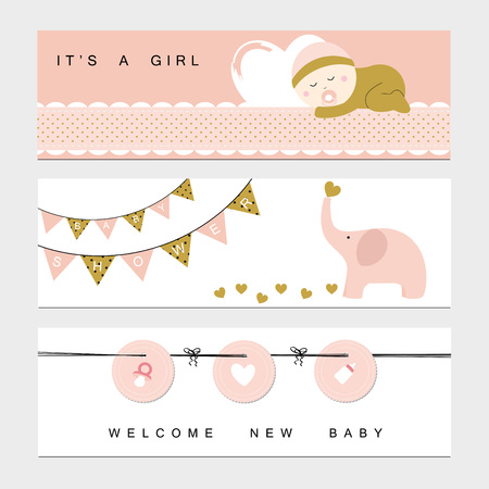 Baby shower banners for the baby girlのイラスト素材