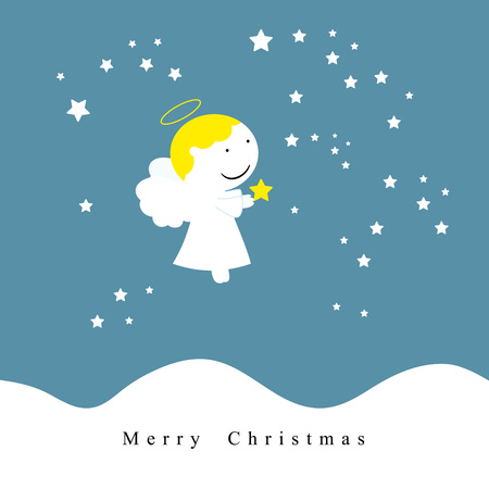 Cute christmas card with sweet small angelsのイラスト素材