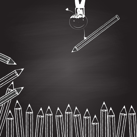Black board with white chalked crayonsのイラスト素材