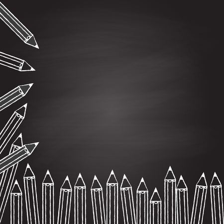 Black board with white chalked crayonsのイラスト素材