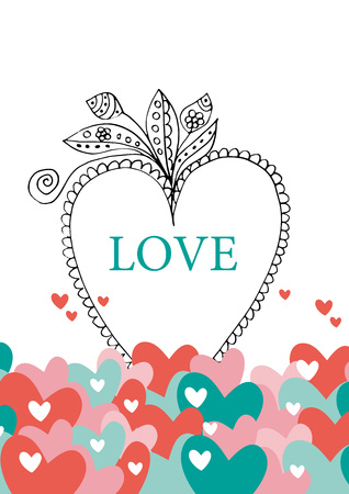 Sweet valentine's card with colorful heartsのイラスト素材