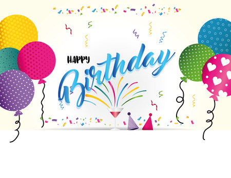 Colorful birthday card or party invitiation with ballonsのイラスト素材