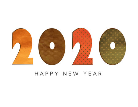 Happy New Year 2020. Colorful numbers in retro style. 