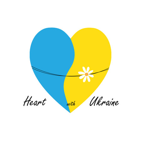 Together with Ukraine. A simple illustration in the form of icons, symbols showing solidarity with Ukraine and victory over the occupant No war.のイラスト素材