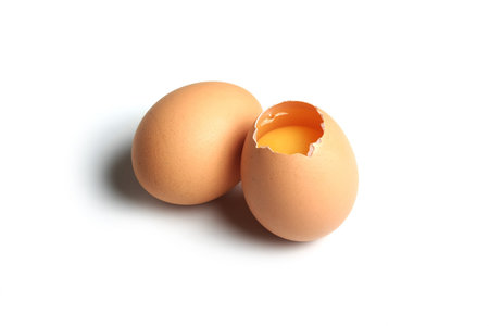 Cracked egg isolated on white