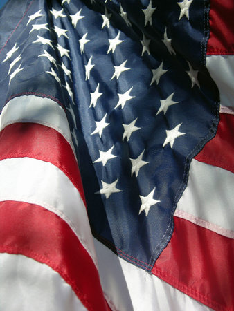 An American Flag waving in a slight breeze