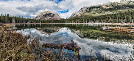Reflective Buller Pond in Canadaの写真素材