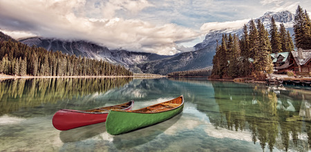 Canoe adventure at Emerald Lake.の写真素材