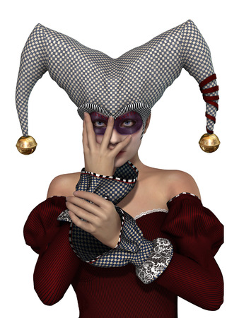 isolate clown with mask in a withe backgroundの写真素材