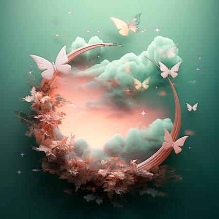 grass heart for frame or decoration fantasy backgroundの素材