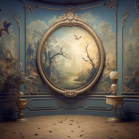 fantasy room with landscape inside an drean atmosphereの素材