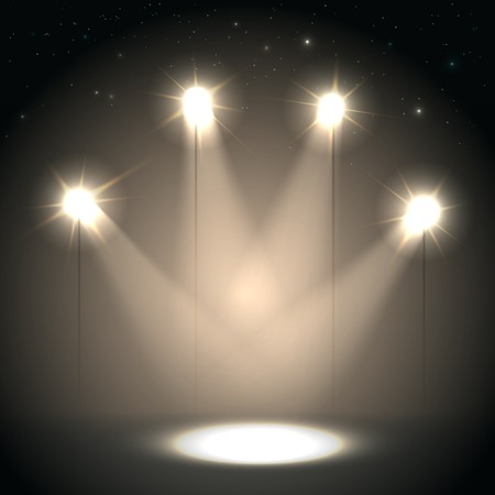 Scene Illumination Effect Dark Background. Spotlight Show Illustrationのイラスト素材