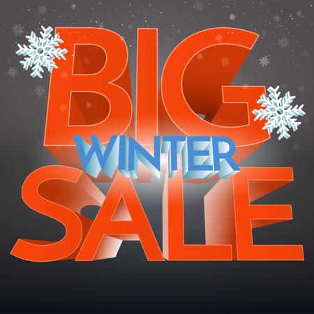 Big Winter Sale With Snowflake Banner. Promo Illustrationのイラスト素材