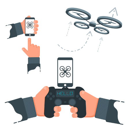 Flat Vector Drone Manipulation.のイラスト素材