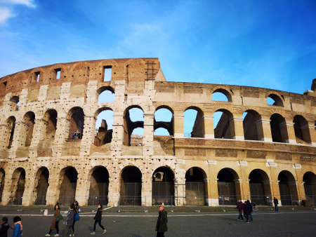Rome, Italy - December 19th 2018: the Colosseum of Rome, also known as Flavian Amphitheater. The ruins of this Roman building is the symbol of Rome.のeditorial素材