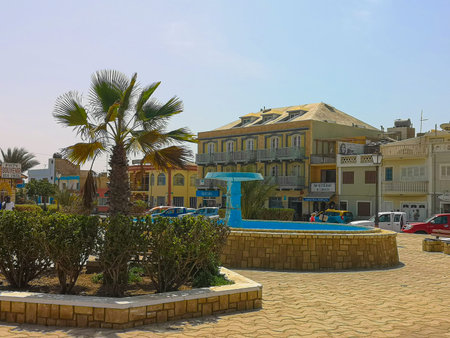 Sal Rei, Cape Verde - February 11th 2019: city center of Sal Rei, the capital of Boa Vista Island....