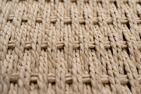 Woven baskets isolated against a white background. Mesh work of wooden reed wicker texture...