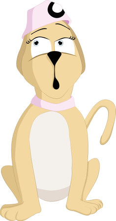 Vector cartoon puppy wearing a pink baseball cap, ideal for girls t-shirts or hoodiesのイラスト素材
