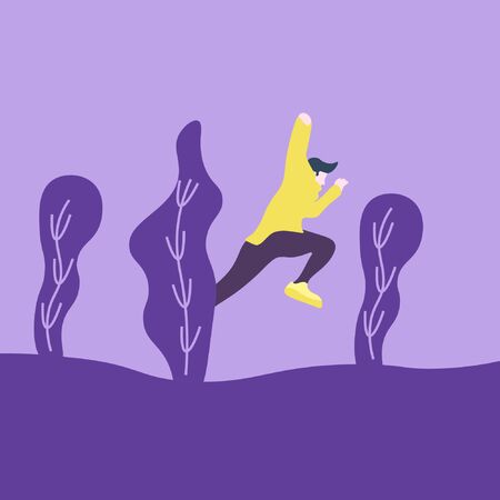 Man jump between trees illustrationのイラスト素材