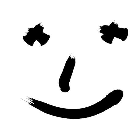 Simple Brush Smile Emoticon isolated on White Backgroundのイラスト素材