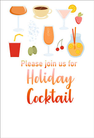 COCKTAIL PARTY GREETING CARD BLANK INVITATION TEMPLATE ILLUSTRATIONの写真素材