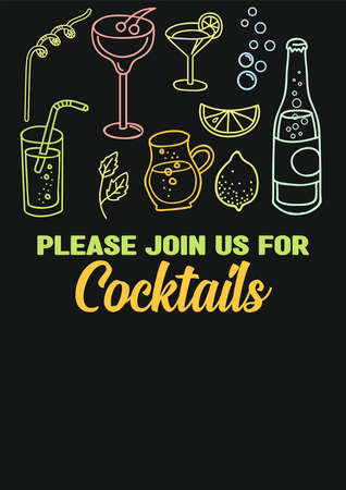 COCKTAIL PARTY GREETING CARD BLANK INVITATION TEMPLATE ILLUSTRATIONの写真素材