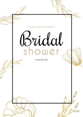 bridal shower invitation greeting card template blank illustrationの写真素材