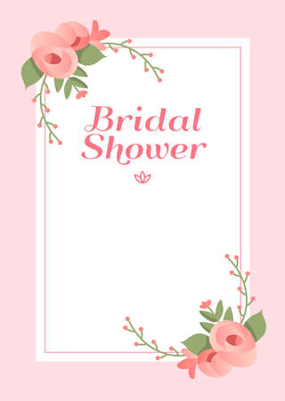 bridal shower invitation greeting card template blank illustrationの写真素材