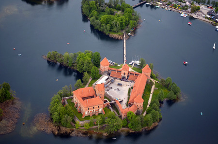 Aerial view of old castle. Trakai, Lithuania.のeditorial素材