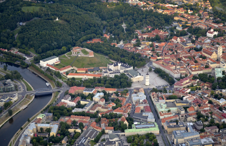 Aerial View of Vilnius Old Town and river Nerisのeditorial素材