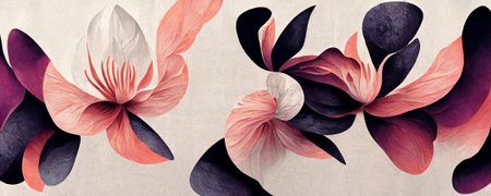 Pastel pink and violet flowers on a light background. Wallpaper textures, floral patterns, abstract...