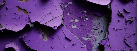 An illustration of a weathered and aged purple surface, with the paint peeling and flaking, creating a textured finish. This purple peeling paint surface with wear and tear. generative aiの素材