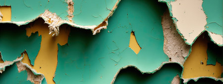 An illustration of a green paint decaying and peeling. A green textured finish chipping away due to flaking and weathering over time. generative aiの素材