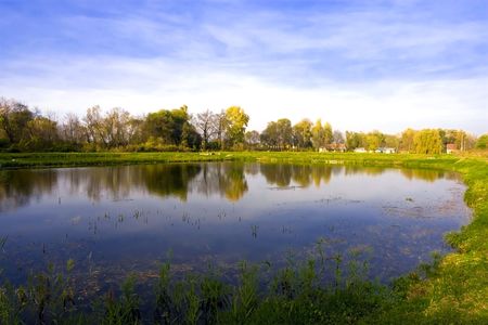 Beautyful Lake in tha farm の写真素材