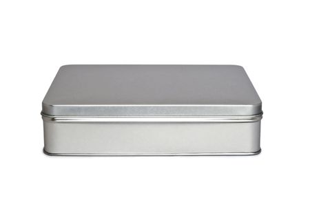 Decorative gray box, isolated on a white background.の写真素材