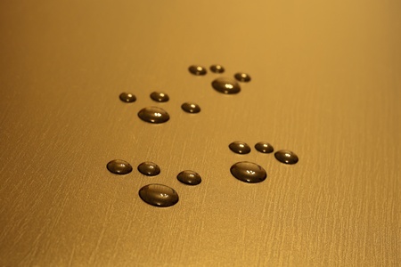 Footprints, prepared from water drops.の写真素材