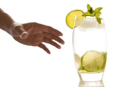 Delicious cold Mojito cocktail, and menの写真素材