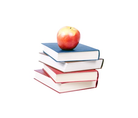 Colorful books on top of one another apple.の写真素材