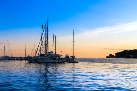 Sunset in the Mediterranean port.