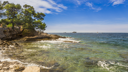 The wonderful Mediterranean Sea in Croatia. The romantic town of Rovinj background.の写真素材