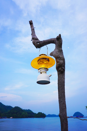 vintage lamps on seasideの写真素材