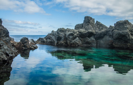 Natural swimming pool Charco De La Laja, at the north of Tenerife, Canary Islands, Spainの写真素材
